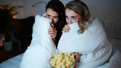 watching a scary movie